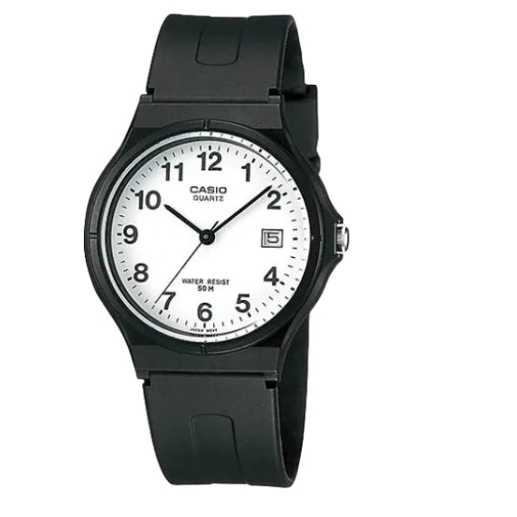 Casio MW-59-7BVDF Quartz White Dial Black Resin Strap Watch with Date (MW-59-7EVDF)