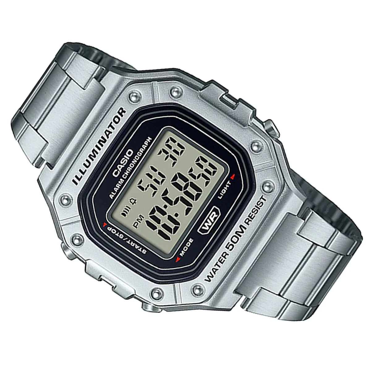 Casio Illuminator W-218HD-1A Quartz Digital Chronograph Stainless Steel Watch (W218HD-1A)