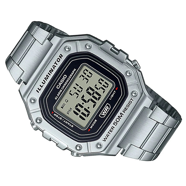 Casio Illuminator W-218HD-1A Quartz Digital Chronograph Stainless Steel Watch (W218HD-1A)