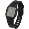 Cassims&Co. Casio ana-digi watch with a grey dial, gold indices, and a black resin strap on a white background.