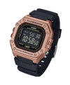 Cassims&Co. Casio Illuminator digital watch with a rose gold square case and black resin strap on a light background.