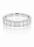 Cassims&Co. 9ct white gold eternity ring featuring nine emerald-cut lab grown diamonds in a prong setting.
