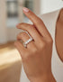 Cassims&Co. 9ct yellow gold seven-stone ring featuring 1.39ct oval lab grown diamonds on a woman's finger.
