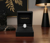 Cassims&Co. 9ct white gold engagement ring featuring a 2ct oval lab grown diamond in a classic four-claw setting.