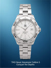 Cassims&Co. pre-owned TAG Heuer Aquaracer Calibre 5 watch with white textured dial and stainless steel bracelet