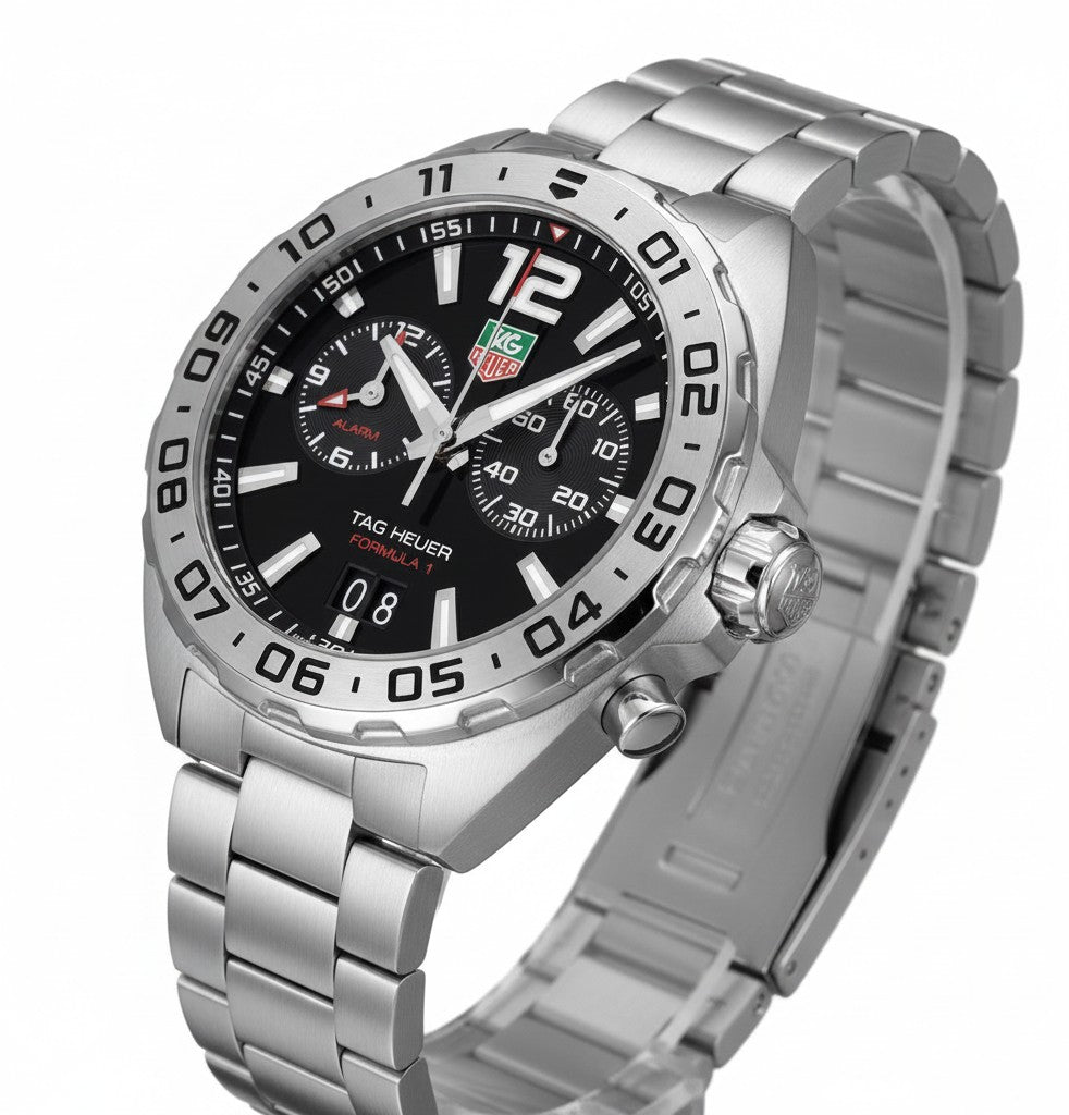 TAG Heuer Formula 1 Quartz Black Dial Alarm Chronograph Stainless Steel Pre-Owned Watch (WAZ111A.BA0875) - Cassim & Co South Africa