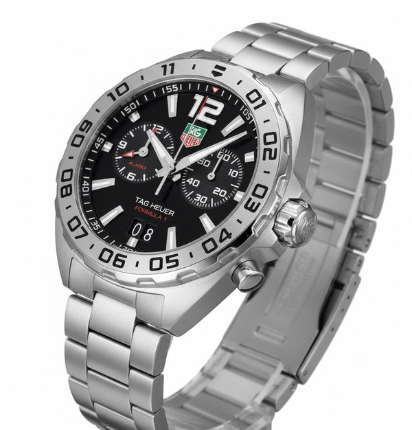 TAG Heuer Formula 1 Quartz Black Dial Alarm Chronograph Stainless Steel Pre-Owned Watch (WAZ111A.BA0875) - Cassim & Co South Africa