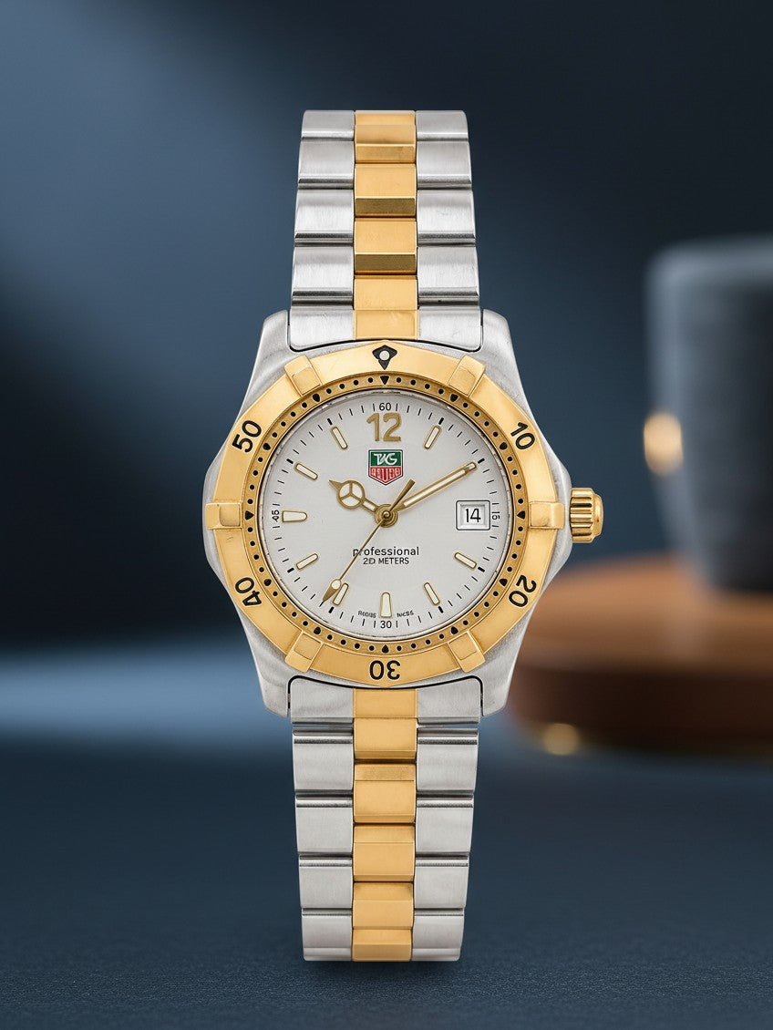 Cassims&Co. pre-owned TAG Heuer Professional 2000 ladies' two-tone stainless steel and gold-plated quartz diver watch.