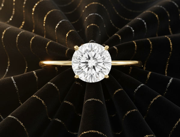 Cassims&Co. 9ct yellow gold solitaire engagement ring featuring a 1.5ct round brilliant lab grown diamond