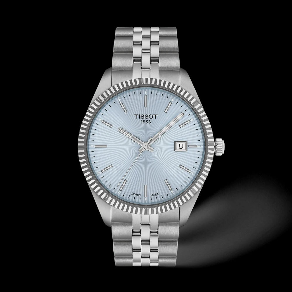 Tissot Ballade ice blue dial quartz watch 40mm stainless steel bracelet T156.410.11.351.00