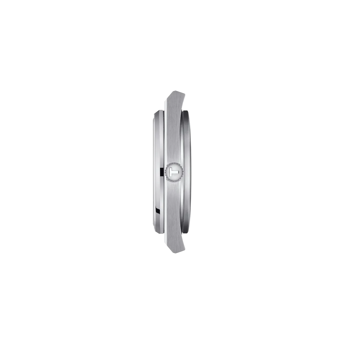 Tissot PRX stainless steel bracelet with tonneau case seen from the side
