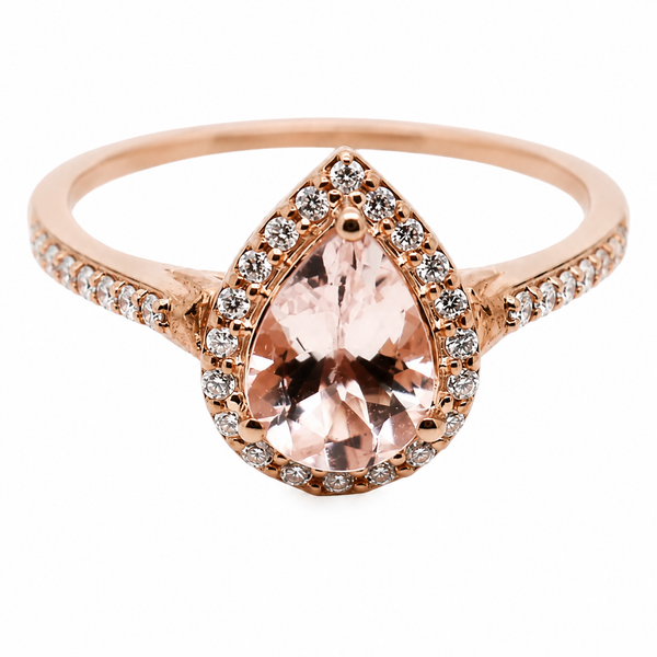 9ct Rose Gold Morganite & Diamond Engagement Ring 1102265