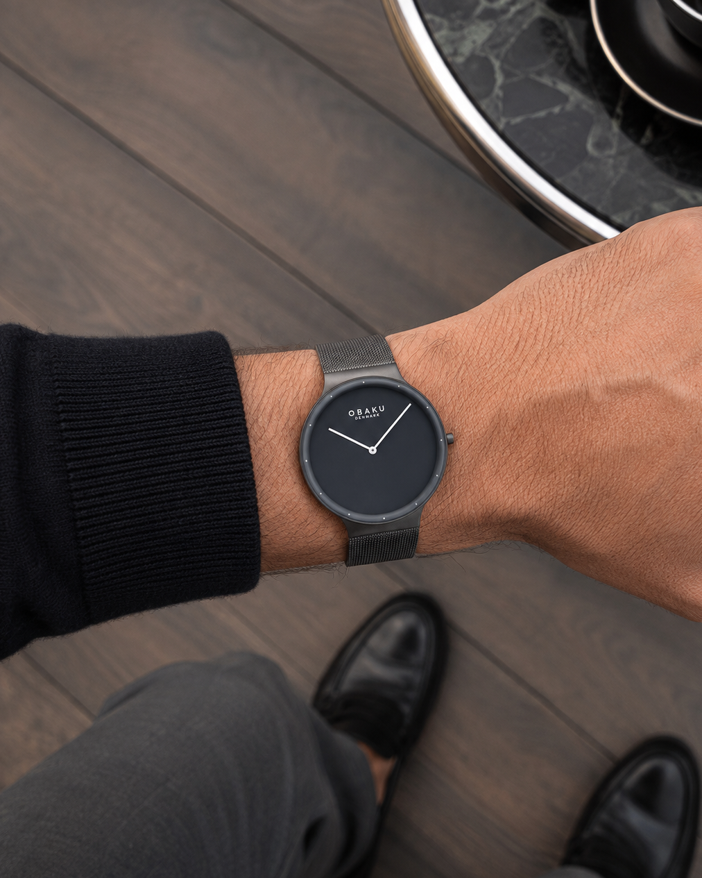 Obaku Net Smokey Quartz Grey Dial Mesh Bracelet Watch (V307GXUUMU)