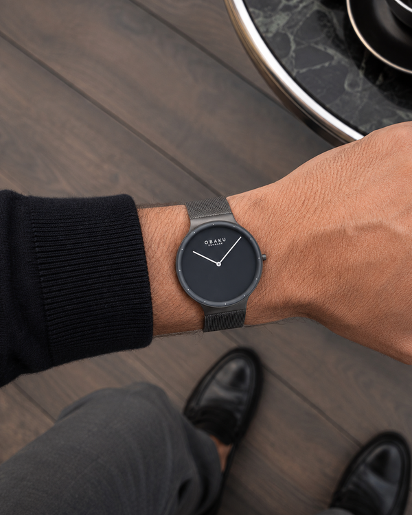 Obaku Net Smokey Quartz Grey Dial Mesh Bracelet Watch (V307GXUUMU)