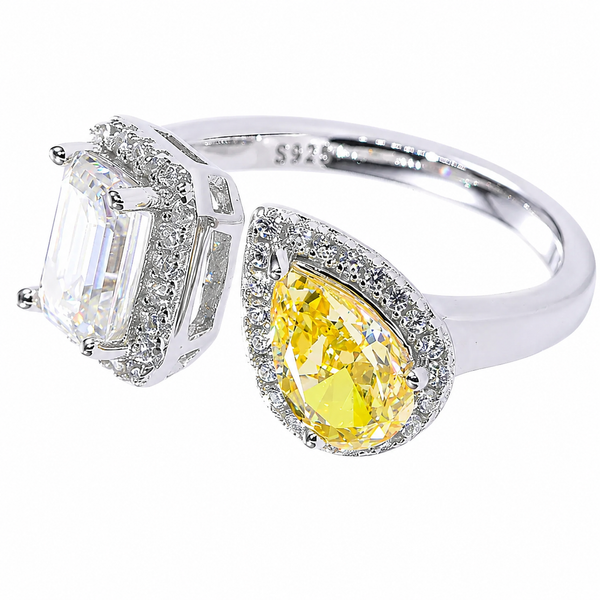 Baguette & Yellow Pear Moissanite Ring – M57A