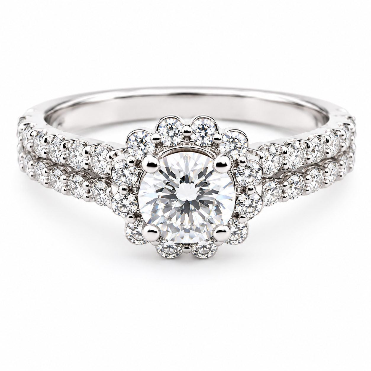 18k White Gold Round Diamond Engagement Ring 1102019