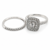 9ct White Gold Cushion with Diamond band Diamond Ring 1101943