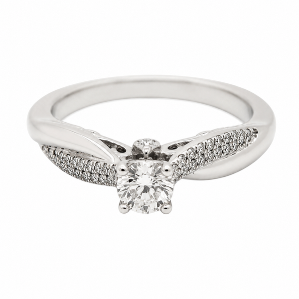 9ct White Gold Round Diamond Engagement Ring 1102290