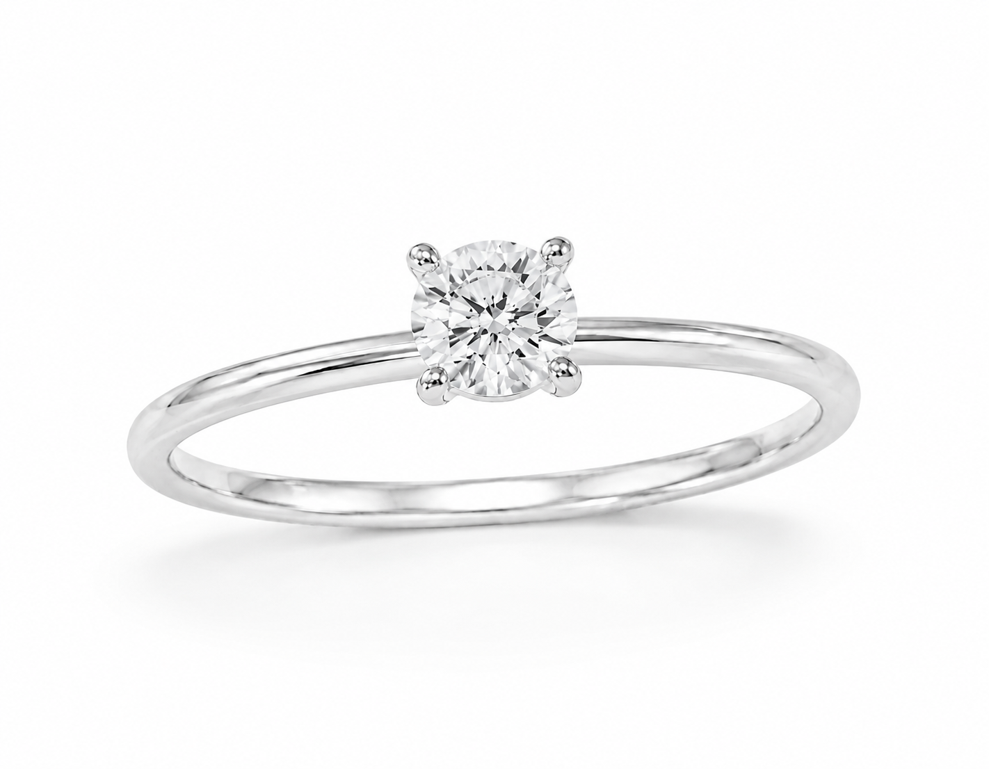 9ct White Gold 0.50ct Round Lab Grown Diamond Solitaire Engagement Ring (LR34)