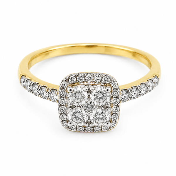 9ct Yellow Gold Cushion Cut Diamond Ring 1101959