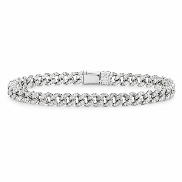 Sterling Silver Cuban Moissanite Bracelet - MB2