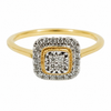 9ct Yellow Gold Cushion Cluster Diamond Engagement Ring 1101901