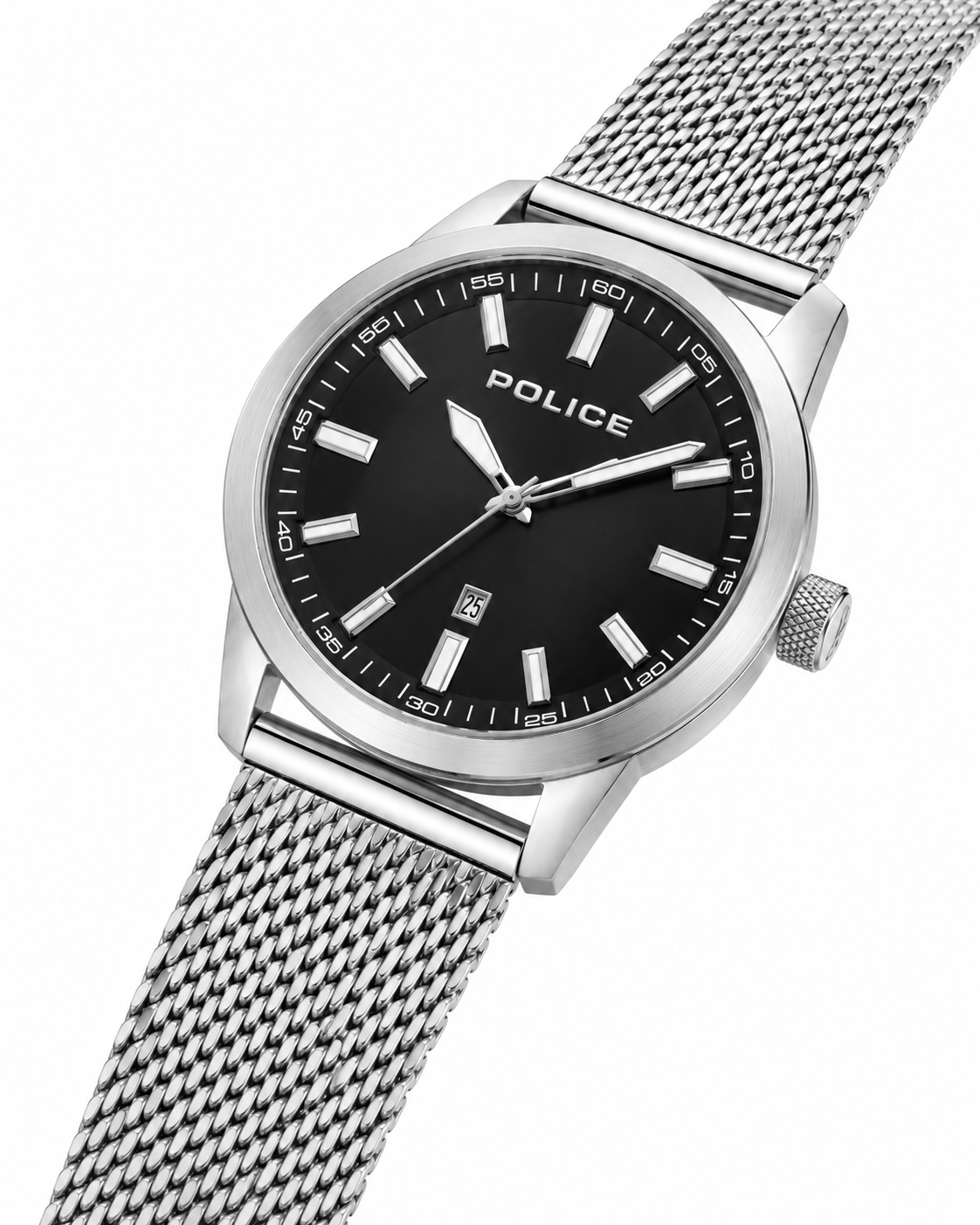 Police Quartz Black Dial Stainless Steel Mesh Bracelet Watch (PEWGH2239201)