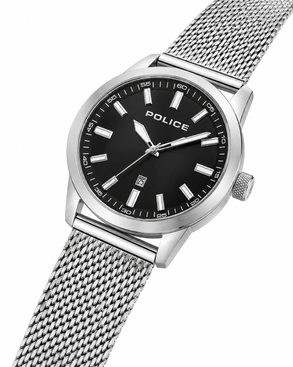 Police Quartz Black Dial Stainless Steel Mesh Bracelet Watch (PEWGH2239201)