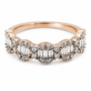 9ct rose gold diamond band with baguette and round diamonds in scalloped setting from Cassim & Co Johannesburg