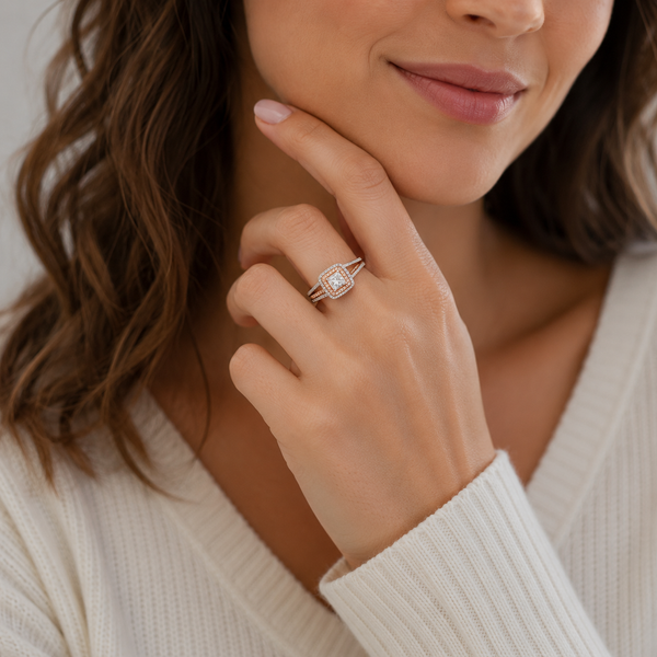 9ct Two Tone Gold Cushion Cut Diamond Ring 1102110