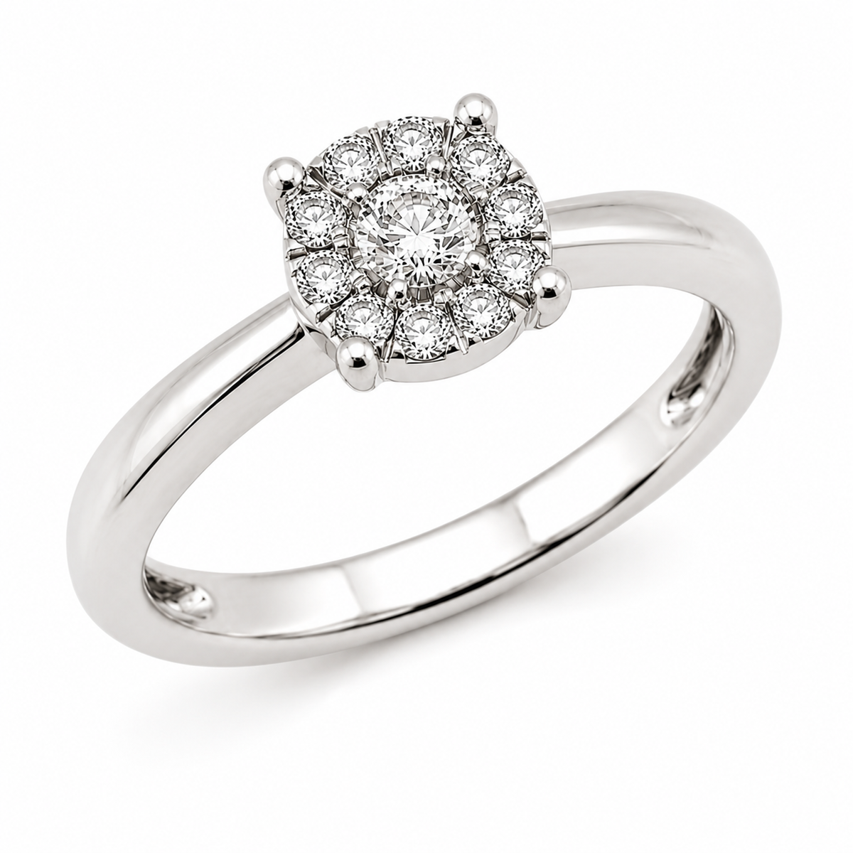 9ct White Gold Round Cluster Diamond Engagement Ring 1102227 - Cassim & Co South Africa