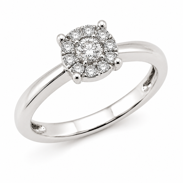 9ct White Gold Round Cluster Diamond Engagement Ring 1102227