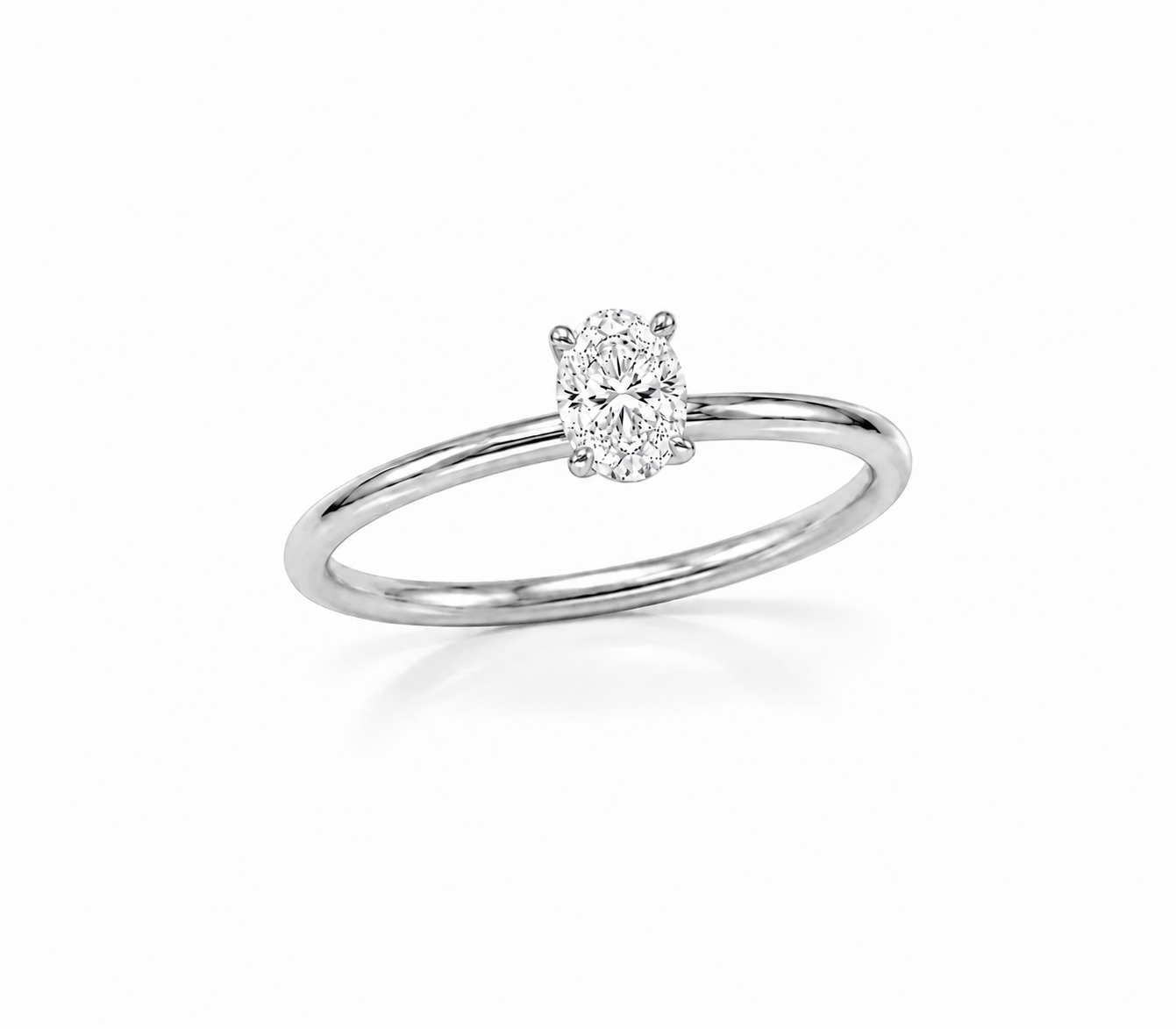 9ct White Gold 0.50ct Oval Lab Grown Diamond Solitaire Engagement Ring (LR33)