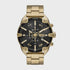 Diesel Spiked DZ4678 gold-tone chronograph watch with black dial and stainless steel bracelet