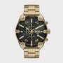 Diesel Spiked DZ4678 gold-tone chronograph watch with black dial and stainless steel bracelet
