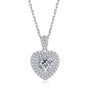Sterling silver heart-shaped moissanite pendant necklace with double halo and rope chain by Cassim & Co Johannesburg