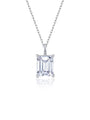 Sterling silver emerald cut moissanite solitaire pendant necklace on cable chain