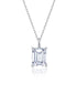Sterling silver emerald cut moissanite solitaire pendant necklace on cable chain