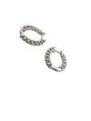 9ct white gold hoop earrings with 0.13ct lab grown diamonds in pavé setting, hinged clasp design