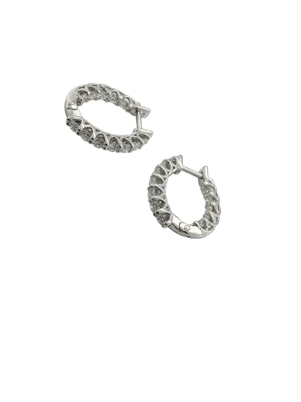 9ct White Gold 0.13ct Lab Grown Hoop Diamond Earrings - 2100431