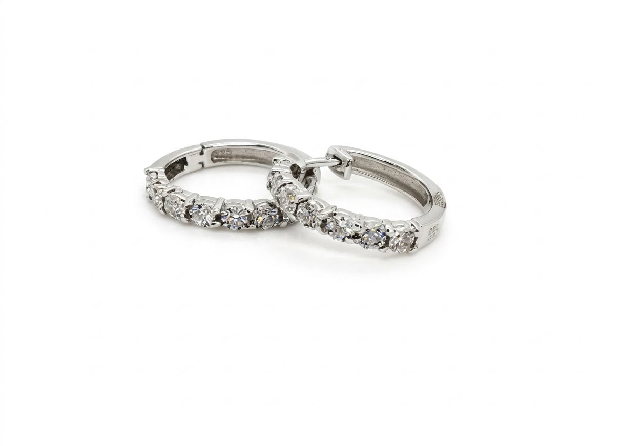 9ct white gold diamond hoop earrings with 0.33ct brilliant-cut diamonds in shared-claw setting