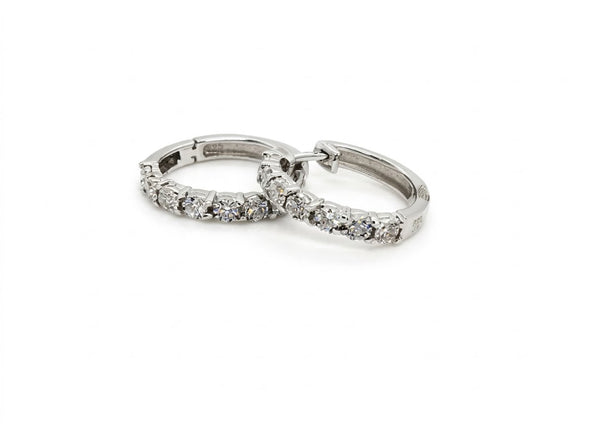 9ct White Gold  0.33ct Diamond Hoop Earrings - 2100382