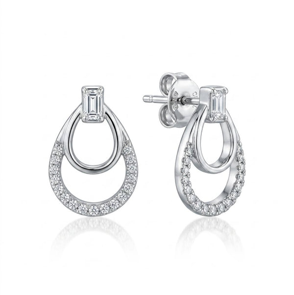 9ct White Gold Pavé Teardrop 0.072ct Diamond Earrings-2100419