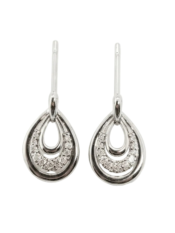 9ct White Gold 0.13ct Diamond Teardrop Earrings - 2100420
