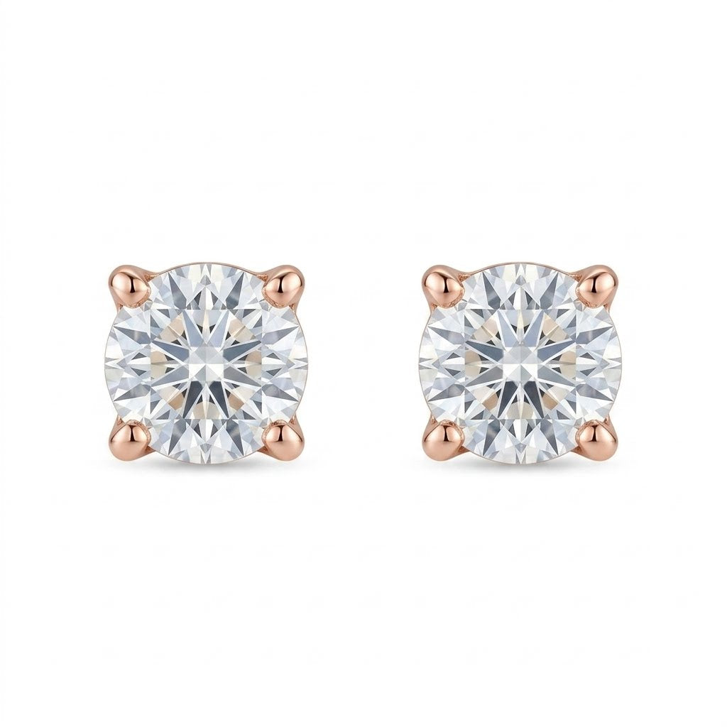 18ct rose gold diamond stud earrings 0.10ct round brilliant cut four-prong setting Cassim and Co Johannesburg