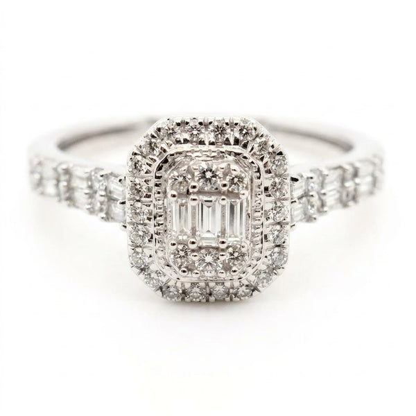 9ct White Gold Pave Diamond Engagement Ring 1102085