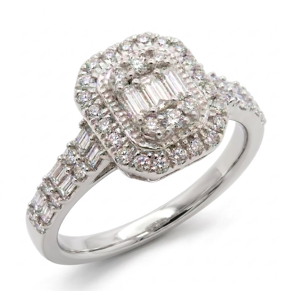9ct White Gold Pave Diamond Engagement Ring 1102085