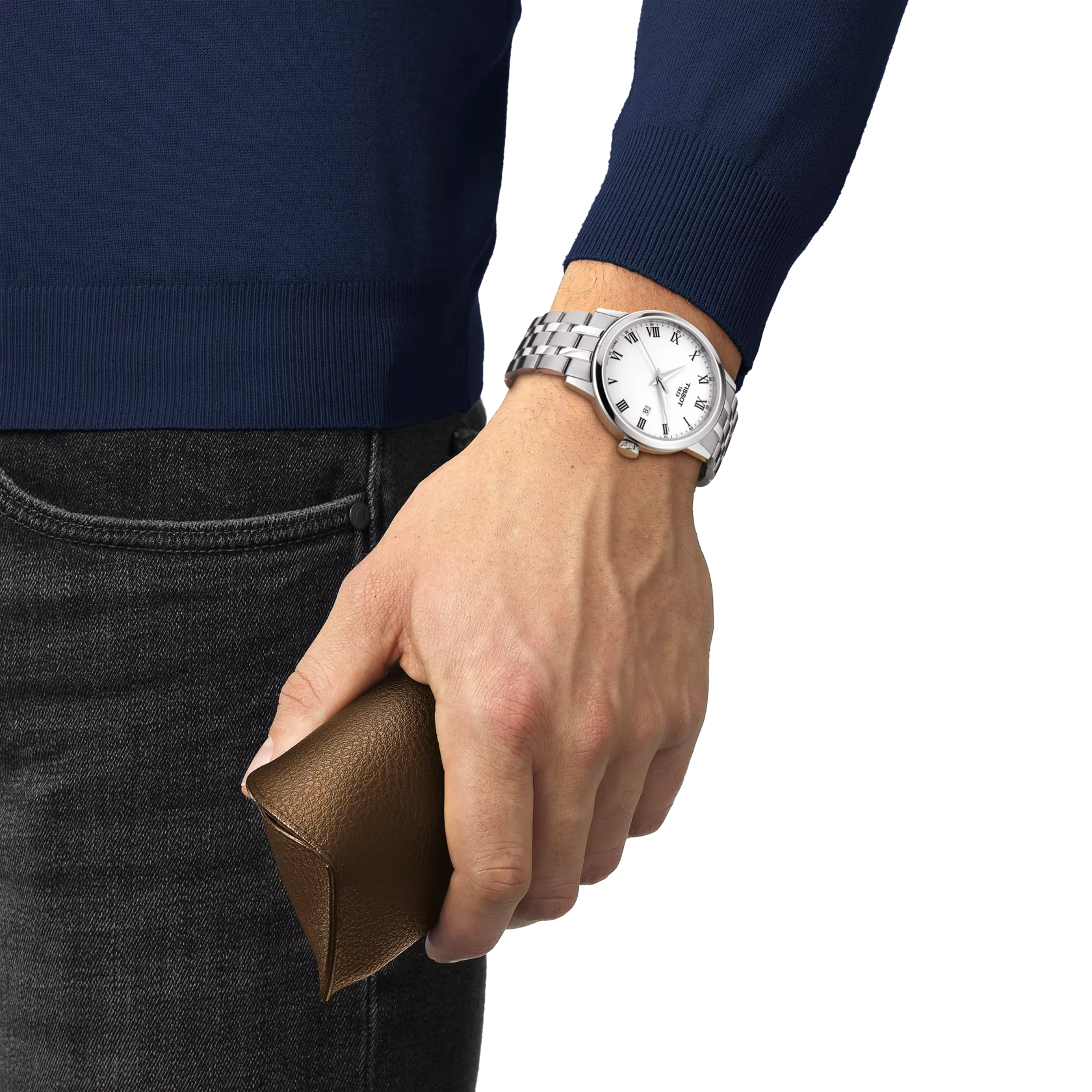 Tissot Classic Dream Quartz 42mm White Roman Dial Stainless Steel Watch (T129.410.11.013.00) - Cassim & Co South Africa