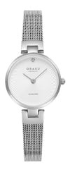 Obaku Diamant Petite Quartz White Dial Diamond Steel Mesh Watch 24mm (V256SXCIMC)