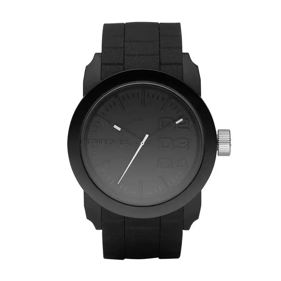 Diesel Franchise S44 DZ1437 black quartz watch with 44mm polycarbonate case and silicone strap